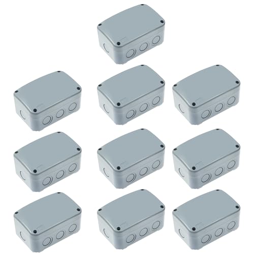 Nineleaf 10PK Outdoor Junction Box ABS Plastic Dustproof IP66 Waterproof Universal Electrical Boxes Project Enclosure Grey 4 7/8" 3 1/4" 2 1/4" inch (125x86x62mm) fit 20mm Cable Gland for Outdoor Use - color: 10PK, size: 125x86x62mm