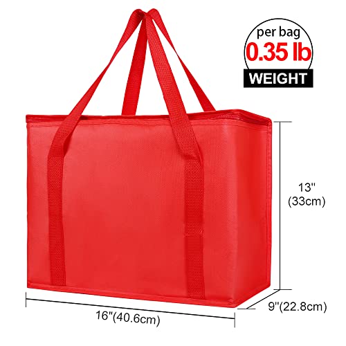 Bodaon 4-Pack Insulated Reusable Grocery Bag, X-Large Cooler Bag for Picnic, Food Delivery Bags, Insulated Pizza Delivery Bags, Red - color: Red, size: X-Large