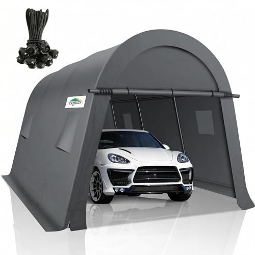 COBIZI Carports 10x20 Heavy Duty Car Canopy Garage with Removable Doors & Vents, Galvanized Frame Portable Carport Canopy Outdoor Storage Shelter with All-Season Tarp for Car Boat Truck, Gray - color: Gray, size: 10'x20'