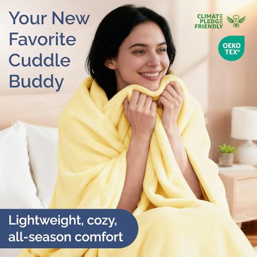 Ultra Soft Fleece Blanket Twin Size - Flannel Fleece Luxury Twin Blanket - Lightweight for Couch Bed Chair - Thick, Warm and Breathable - All Season Cozy Fuzzy, Anti-Static Microplush Bedding, Yellow - color: 04 - Yellow, size: Twin (60" x 80")