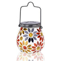 Afirst Mosaic Solar Lanterns Outdoor - Glass Hanging Solar Lights Hollow Out Waterproof Table Lamp Outdoor Decorative for Garden, Patio, Holiday Party Outdoor Decoration - style: Daisy
