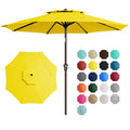JEAREY 9' 2-Tiers Patio Umbrellas Outdoor Table Market Umbrella w/Push Button Tilt/Crank, 8 Sturdy Ribs, UV Protection Waterproof Sunproof(Yellow) - color: Yellow