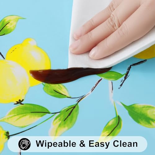 Smiry Square Table Cloth Cover, Waterproof Elastic Fitted Picnic Tablecloth, Wipeable Flannel Backed Vinyl Tablecloths for Camping, Dining, Outdoor (Blue & Yellow, 36" x 36") - color: Blue & Yellow, size: 36" x 36" (Square)