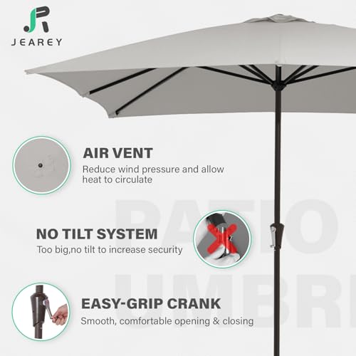 JEAREY 8x10 ft Rectangular Patio Umbrellas Outdoor Table Market Umbrella w/Crank, 8 Sturdy Ribs, UV Protection Windproof Sunproof for Garden, Deck, Backyard, Pool(Foggy Gray) - color: Foggy Gray, size: 8x10ft
