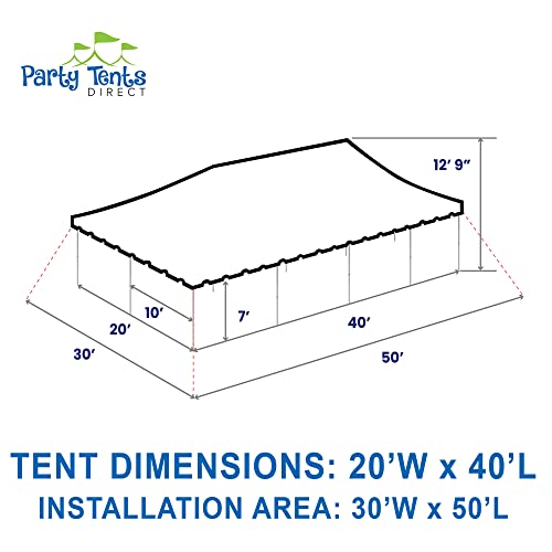 Party Tents Direct 20 x 40 Weekender Pole Tent with Sidewalls, Heavy Duty Waterproof PVC White Canopy, Easy Up Outdoor Event Pavilion Gazebo for Weddings, Parties, Graduations, and Banquets - color: White, size: 20' x 40'