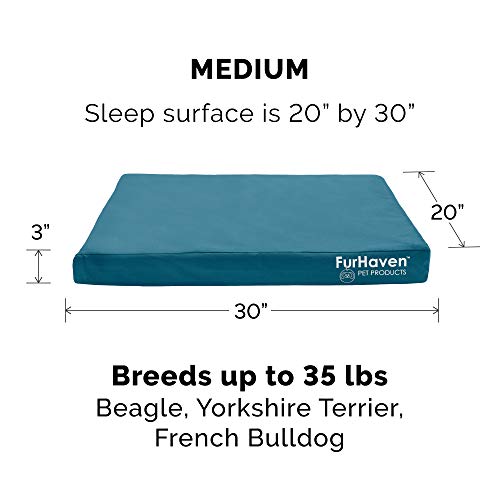 Furhaven Replacement Dog Bed Cover Water-Resistant Indoor/Outdoor Logo Print Oxford Polycanvas Mattress, Washable - Deep Lagoon, Medium - color: Deep Lagoon, size: Medium (Pack of 1)