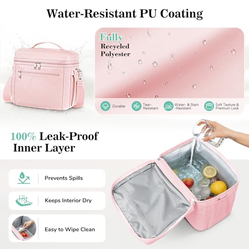 DALINDA Insulated Lunch Bag Lunch Box for Women Men,Leak-Proof Cooler Bag Lunchbox Lightweight for Work Picnic,Study,Beach,Camping,Travel - color: Pink, size: 7L Medium · Compact Size