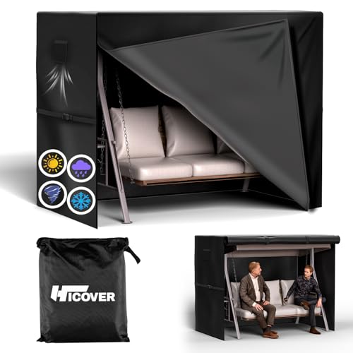 Outdoor Swing Cover 3 Seater 600D Hammock Cover Waterproof Heavy Duty Garden Hammock Glider Chair Cover Patio Furniture Covers Garden Swing Canopy Covers All Weather Protection