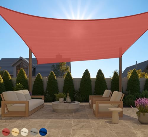 GORILLA GRIP Heavy Duty Sun Shade, UV Protection Fade Tear and Rust Resistant Rectangle Sunshade Canopy, Curved Edges Blocks Sunlight, Breathable Sail, Outdoor Patio, Lawn Garden, 12x16 FT Terra - color: Terra, size: 12' X 16', style: Rectangle