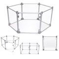 Front Row Foldable Dog Playpen – Durable and Portable Puppy Playpen for Exercise, Rest & Play – Clear Fence Panels with Aluminum Rods and Crate for Dogs and Other Small Pets (Silver, 6-Panel) - color: Silver