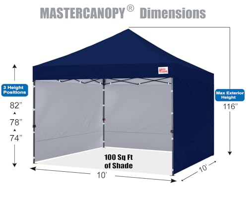 MASTERCANOPY Heavy Duty Pop-up Canopy Tent with Sidewalls (10x10,Navy Blue) - color: Navy Blue, size: 10x10