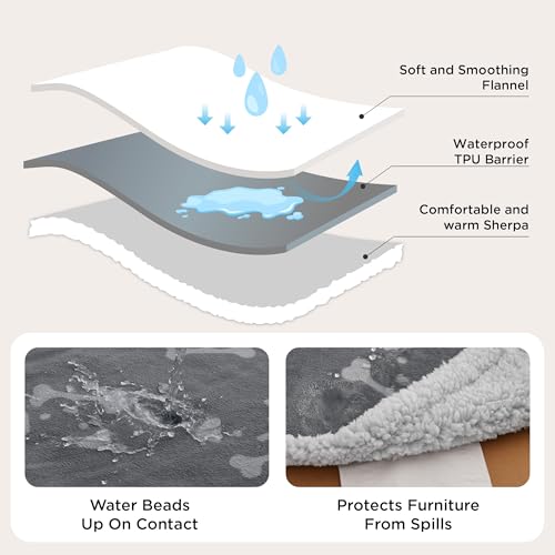 Bedsure Waterproof Dog Blankets for Medium Dogs Washable - Soft Print Sherpa Fleece Puppy Cat Blanket, Cozy Plush Reversible Throw Furniture Protector for Pet Kitten Doggy, 30"X40", Anchor Gray - color: Anchor Gray-dog, size: M(30x40")