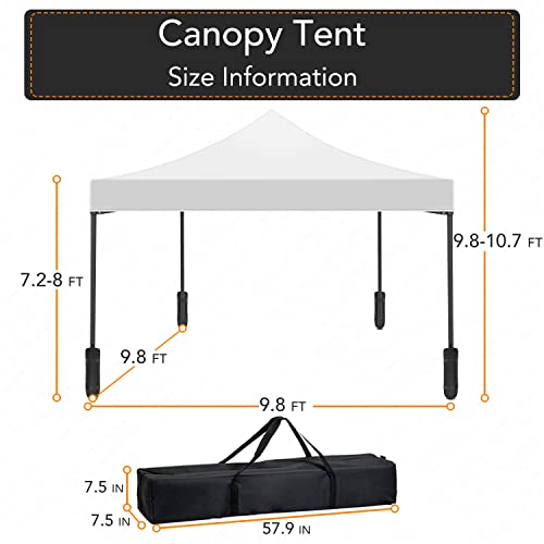 PayLessHere 10x10 Setup Pop Up Canopy Tent, Instant Portable Commercial Canopy Tent, Outdoor Gazeb for Home, Party and Outdoor Activities,White - color: White