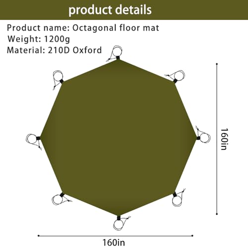 13.5x13.5 ft Tent Footprint Waterproof Camping Tarp Ultralight Mat Under Tent Moisture-Proof Ground Sheet Mat - color: Octagon Green, size: 160x160in