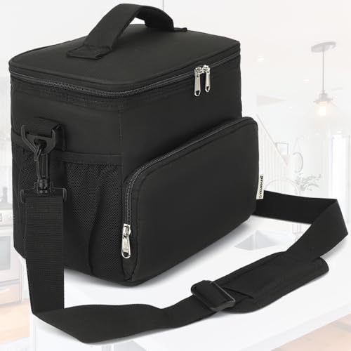 GYEUKHAM Unisex Insulated Lunch Bag, Black, 10.2 x 7.5 x 9 inches, Durable Oxford Fabric, PEVA Lining, 3+ Years - color: Black#2