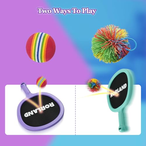 Racquet Paddle Bouncy Ball Play Set for Kids Adults Family Activities Rackets, Indoor Outdoor Play Games,Children’s Pool Beach Sport Toys(with 4 Balls) - color: 3