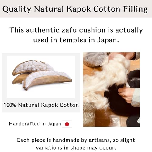 Zafu Meditation Cushion Japan Made | Authentic Zen Temple Style Zazen Seat – Firm Kapok Filling for Mindfulness, Yoga & Posture Support