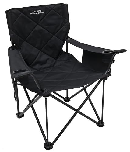 ALPS Mountaineering King Kong Camping Chairs for Adults with Mesh Cup Holders and Pockets, Built Durable and Reliable with Compact Foldable Steel Frame - color: Black