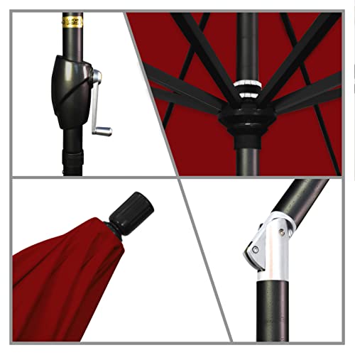 California Umbrella GSPT908302-5403 9' Round Aluminum Market, Crank Lift, Push Button Tilt, Black Pole, Sunbrella Jockey Red Patio Umbrella, 9-Feet - color: Jockey Red