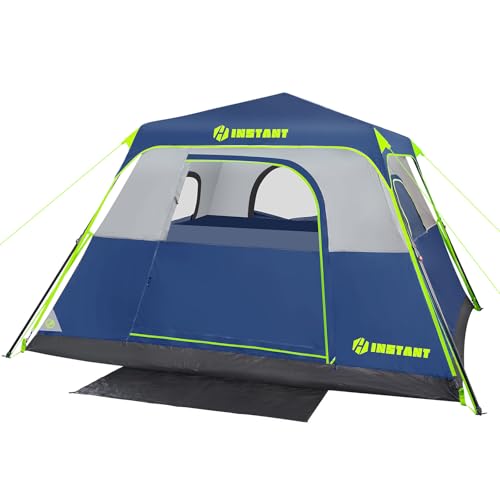 4/6/8/10 Person Instant Tent, Waterproof Pop Up Tents for Camping with Rainfly, 60 Seconds Easy Setup, Automatic Cabin Tent for Family Camping with Expandable Carry Bag & Upgraded Ventilation - color: Blue, size: 4 Person