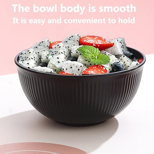 Wheat Straw Bowls Set of 4, Unbreakable Reusable Cereal Bowls, Large Lightweight Microwave & Dishwasher Safe, BPA Free Bowls for Salad, Soup, Ramen & Oatmeal (Black) - color: Black