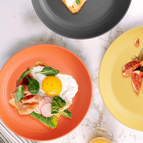Wheat Straw Dinnerware Sets - SANLUNS 24 Piece Unbreakable Dinnerware Sets, Reusable Wheat Straw Plates and Bowls Sets, Travel Camping Cutlery Set, Dishwasher Microwave Safe Dinnerware Colourful - color: Forest Undercurrent, size: 24piece Wheat Straw Dinn