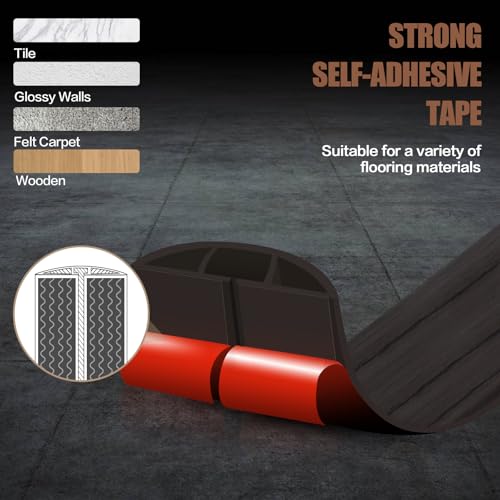 Floor Cord Cover Self Adhesive Cord Hider,3.3FT Cable Management, Extension Strip Protector for Wires, Prevent Cable Trips for Offices, Gyms, Exhibitions Cavity:0.3"(W) x 0.28"(H) Black Wood - color: Black Wood, size: 0.78" x 3.3'