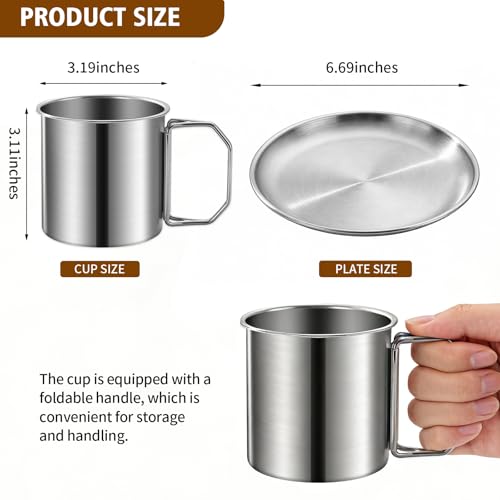 13Pcs Outdoor Camping Cookware Set, Lightweight Pot Pan with Stainless Steel Fork Spoon Kits、Cups and Plate, Perfect for Camping Trips and Climbing