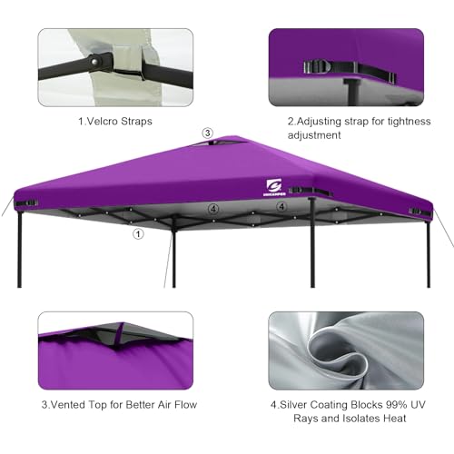 10x10 Pop Up Canopy Replacement Top Cover with Air Vent for Straight Leg Canopy Tent, Waterproof for Outdoor Garden Patio Camping Sun Shade (Purple) - color: Purple