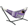 Gafete Double Hammock with Stand for Outside, Upgraded Spreader Bar, Heavy Duty Space Saving Steel Stand 2 Person, Side Pockets, Easy Assembly, 600lbs Weight Capacity (Tranquility Purple) - color: Ranquility Purple