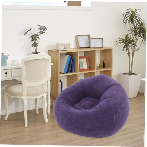 OUNONA Inflatable Bean Bag Chair for Adults Portable Flocked Lazy Sofa for Use for Living Room Bedroom Camping Includes Inflatable Pump
