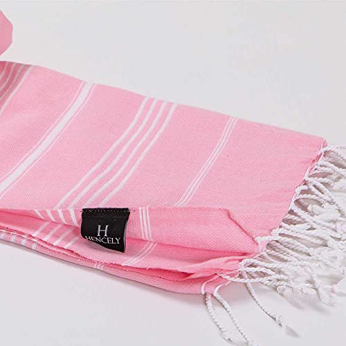 Hencely Turkish Beach Towel 37x68 Oversized, Sand-Free, Quick-Dry, Lightweight - Travel Essential for Pool & Bath - Striped 100% Cotton Bathroom Towels Accessories Gift (Light Pink) - color: Light Pink