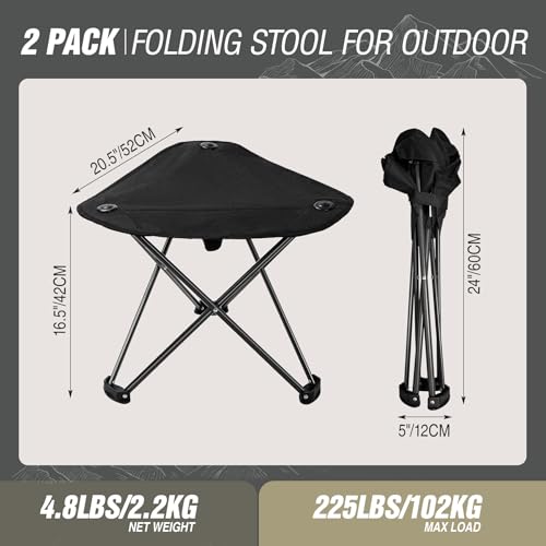 REDCAMP 2 Pack Extra Wide Camping stools, Oversized Surface Tripod Stools for Adulit for Fishing Hunting Backpacking Camping,Black - color: Black, style: Oversize Surface