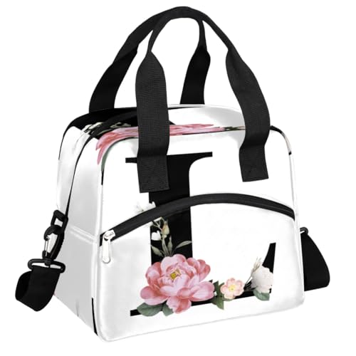 Letter L Insulated Lunch Bag for Women Men Reusable Waterproof Lunch Box Cooler Tote Bag One shoulder portable meal bag Portable Adult Lunchbox for Work Picnic Hiking Beach - color: Letter L