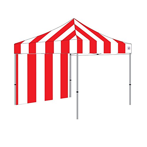 Impact Canopy 10' x 10' Pop-Up Canopy Tent, Carnival Tent Kit with Powder-Coated Steel Frame, Sidewall, and Half Walls, Red/White Stripe - color: Red, size: 10' x 10'