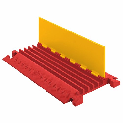 Checkers 5 Channel Industrial Drive Over Cable Protector for 1.25" Lines, 40k/Axle Load Capacity Hose and Cable Ramp for Heavy Duty Equipment, Made in The USA, Yellow/Orange, CP5X125-Y/O - size: 40k/Axle Load Capacity, style: Straight