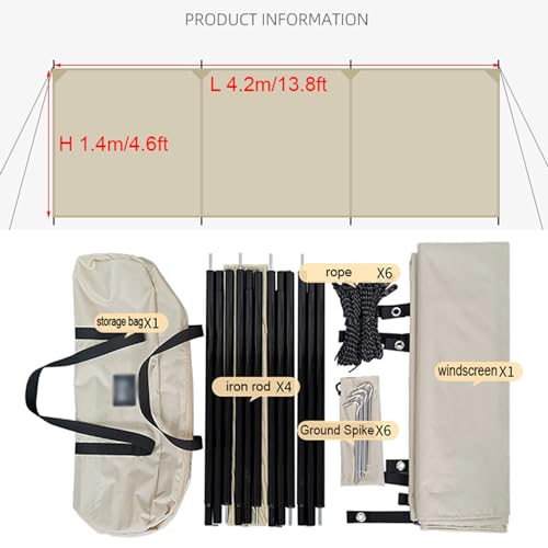 SHYP Camping Windbreaks Stove Windscreen Waterproof Oxford Cloth, Camping Beach Windshield Shelter, Backpack Portable Sunshade Screen, Outdoor Caravan Privacy Fence, for Garden Grills BBQ Picnic