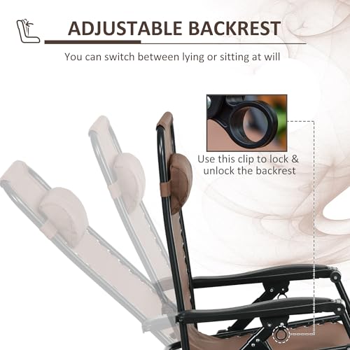 Outsunny Set of 2 Outdoor Rocking Chairs, Foldable Reclining Zero Gravity Lounge Rocker with Pillow, Cup & Phone Holder, Combo Design with Folding Legs, Brown - color: Brown, size: 2 Packs