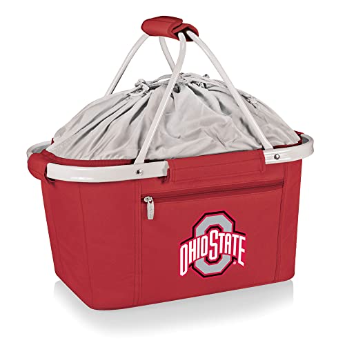 PICNIC TIME NCAA Ohio State Buckeyes Metro Shopping Basket - Insulated Picnic Basket - Collapsible Market Basket - Utility Tote Cooler Bag