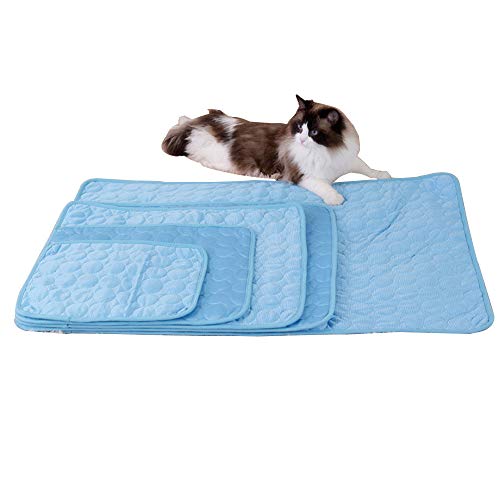 Babypet Pets Self Cooling Pad Blanket, Portable Washable Breathable Soft Comfortable Summer Pet Kennel Sofa Mats for Small Medium Large Dogs & Cats (XL, Blue) - color: Blue, size: XL