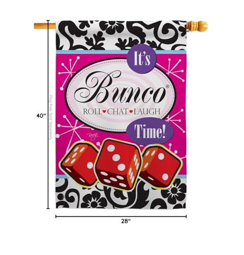 Its Bunco Time House Flag Interests Game Night Dice Poker Bingo Hobbies Leisure Activity Small Decorative Gift Yard Banner Made In USA 28 X 40 - size: House Flag 28" x 40" Only
