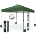 PHI VILLA 10x10ft 1-Person Setup Pop Up Canopy Tent Instant Portable Shelter w/ 1-Button Push, Case, 4 Weight Bags - Green - color: Green, size: 10×10 one push