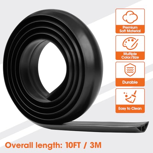 10 FT Floor Cord Cover, Cord Covers for Wires on Floor, Cord Protector, Floor Cable Cover, Hide Extension Cord Covers for Floor, Cable Cavity: 0.47" (W) x 0.29" (H), Black - size: Black-10ft