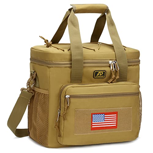 ATRIPACK Lunch Box for Men, Tactical Lunch Bag MOLLE Webbing Leakproof Insulated Large Lunch Cooler Women Adult Meal with Adjustable Shoulder Strap Durable Lunch Pail (Brown) - color: Brown, size: Large