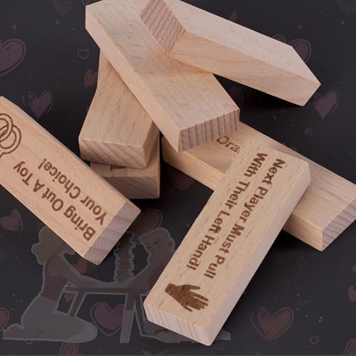 HI-REEKE Fun Couples Stacking Game Naughty Funny Wooden Block Tower Toy for Adults-48pcs