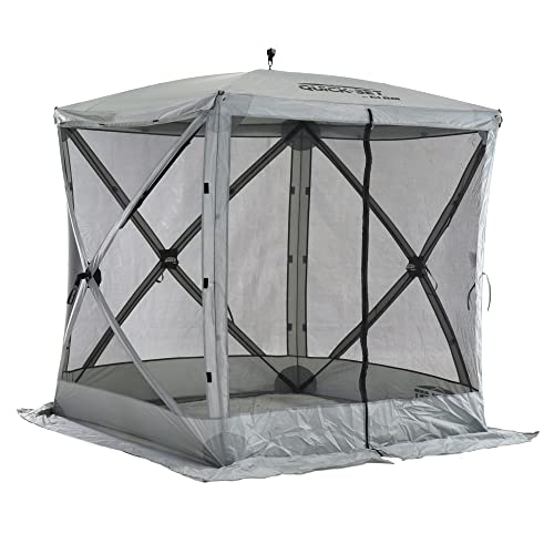 CLAM Quick-Set Pop Up Screen Tent, Traveler, 6 x 6 ft, Instant Setup Gray Portable Outdoor Shelter, Compact Bug-Free Canopy Tent for Camping, Fishing, Backyard - Gray - color: Gray - w/ Wind Panel Flaps