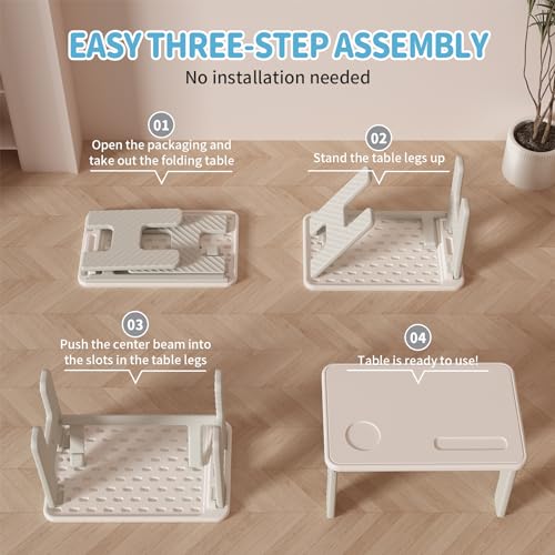 UNICOO Kids Folding Table, Toddler Activity Table for Study, Snack, Art Craft and Play, Portable Plastic Children's Table for Small Spaces, Home and Playroom - color: White & Gray