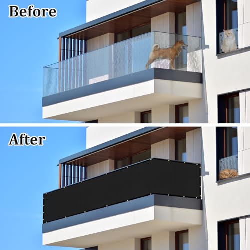 UPGRADE Privacy Screen 3' x 10' Fence Commercial Shade Cover with Brass Grommets Heavy Duty Perfect for Outdoor Back Yard, Black, Customizable - color: Black, size: 0 3' x 1 0'