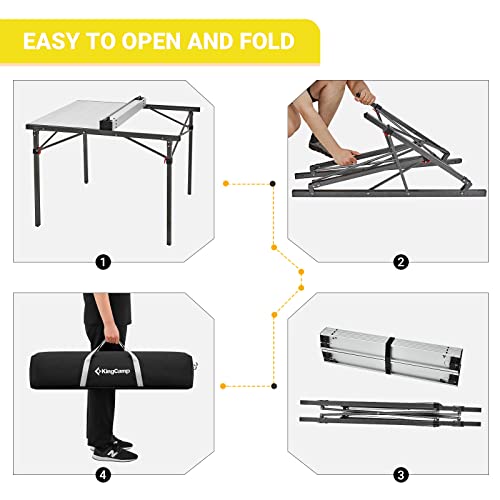 KingCamp Aluminum Folding Camp Table - Lightweight, Portable, Roll Up for Outdoor Camping, Picnic, Barbecue - color: Black/Silver_40.1"x27.6",4-5person