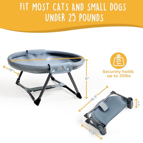 KITTY KINGDOM Elevated Cat Hammock Bed, Foldable No-Assembly Cat Bed with Breathable Mesh for Indoors and Outdoors Use, Lightweight Raised Pet Bed for Cats and Small Dogs